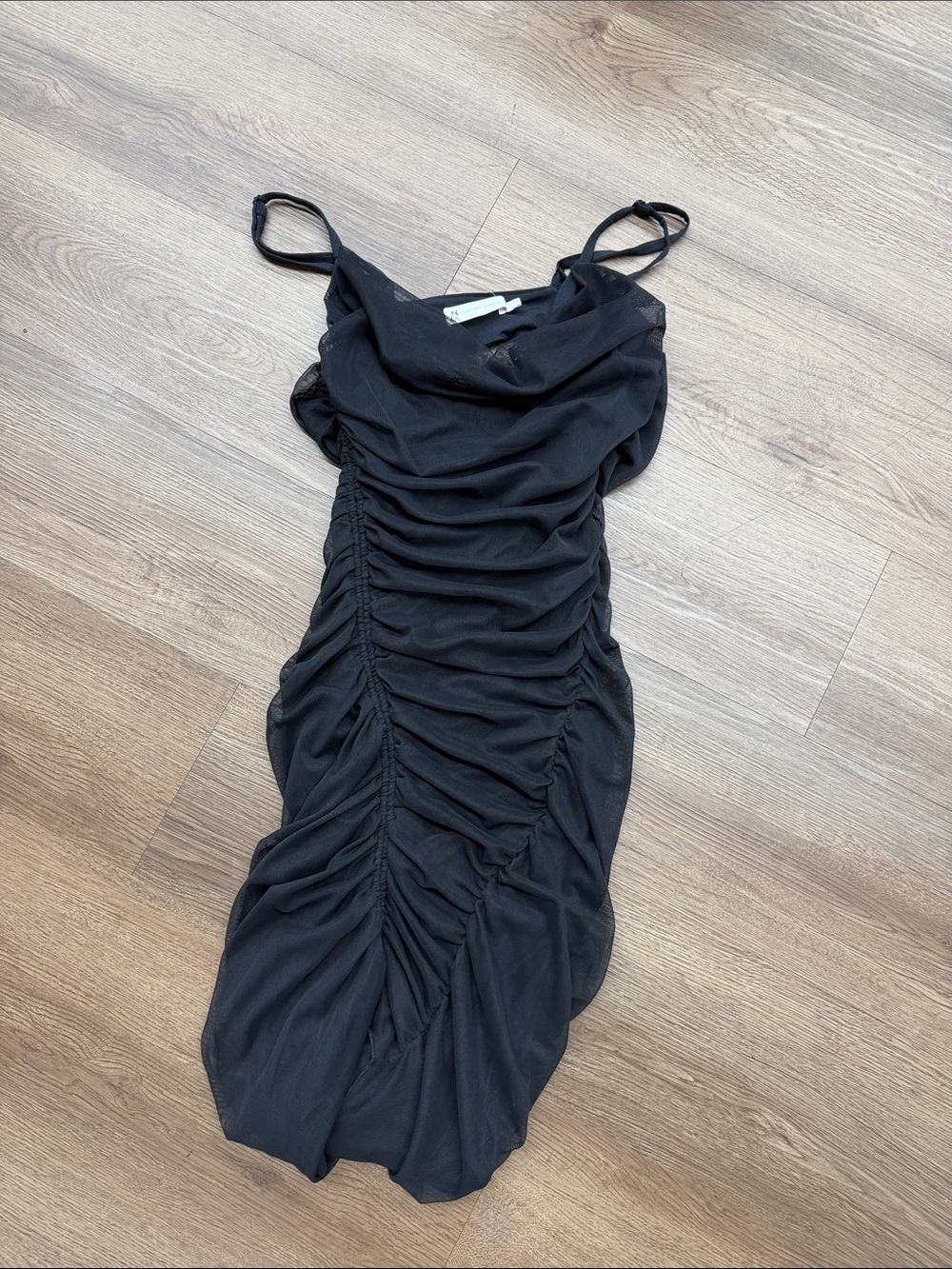 Jonathan Simkhai Black Mesh Ruched Bodycon Dress Sz S